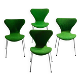 Set of 4 Fritz Hansen butterfly chairs in deep green fabric, 1980s