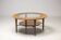 Sculptural coffee table in walnut and glass, Italy, 1950.
