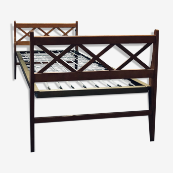 Bed or bench 1 place vintage with crosses of the 50s