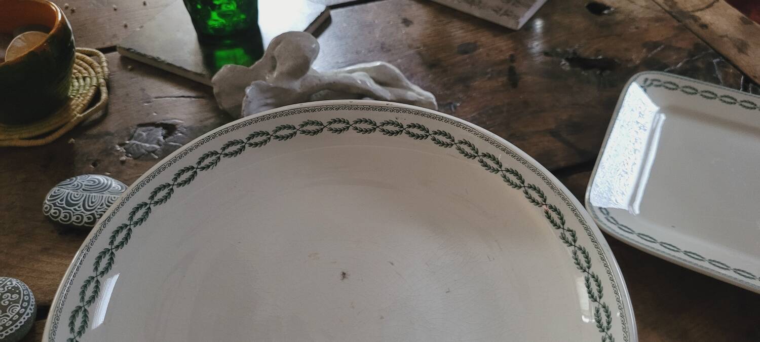 Sarreguemines iron earth compote dish