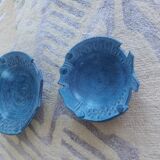 2 ceramic dishes decorated with fish (cups)