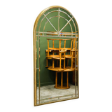 Vintage Large facet cut luxury mirror with gilded frame by Deknudt, 1980s.