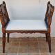 Window bench in carved walnut, late 19th century, renovated seat, 70 cm