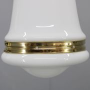 Pair of 1930s Peter Behrens Luzette pendants in opaline glass and brass