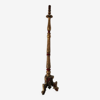 Large old wooden candle stick height 130 cm