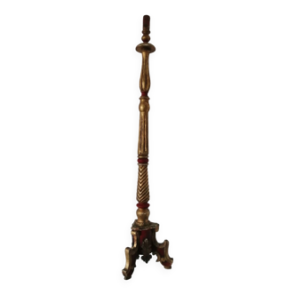 Large old wooden candle stick height 130 cm