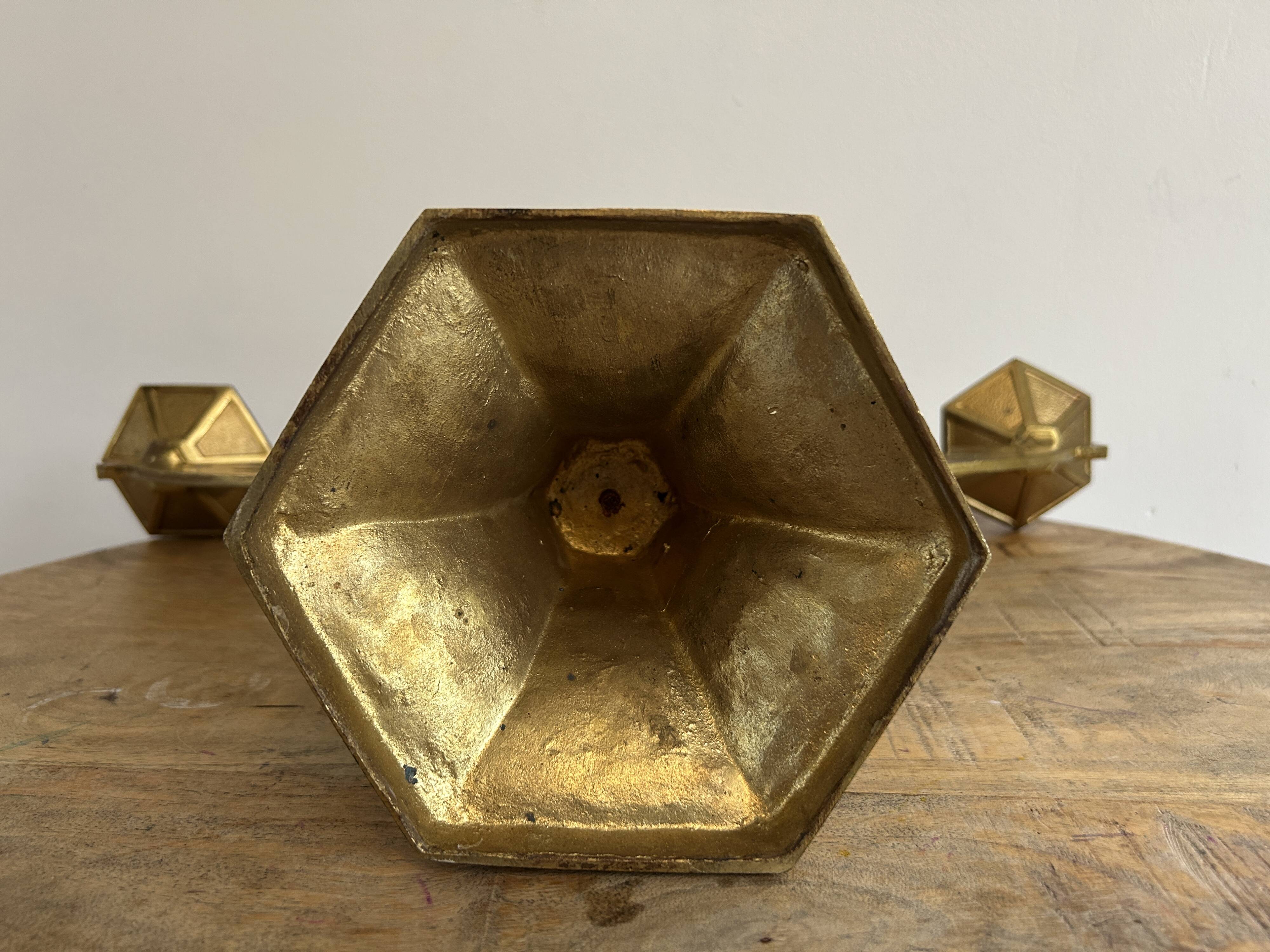 Paire de candélabres en bronze doré d'époque ART DECO