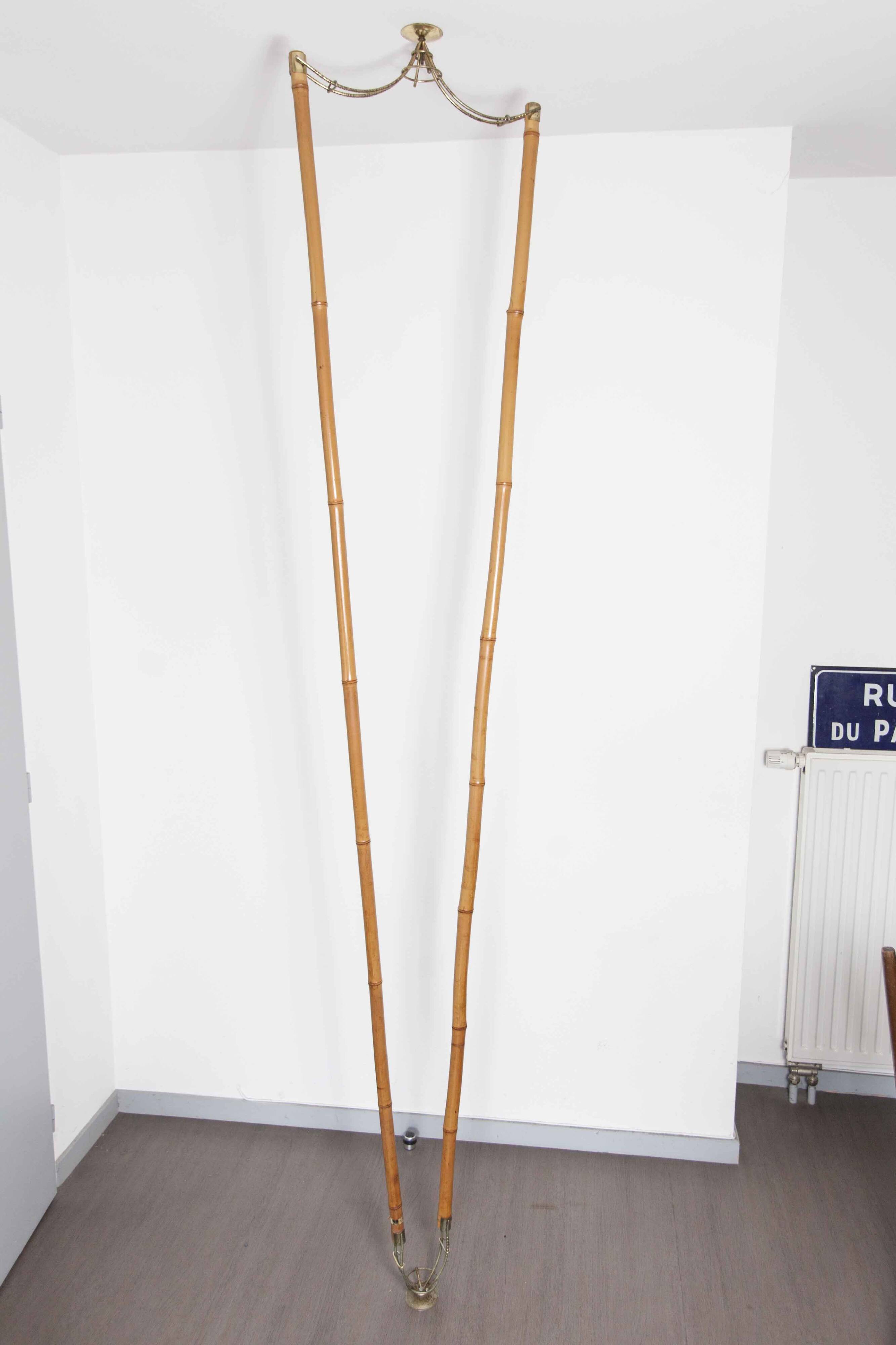 Indoor rotating plant holder 1960 bamboo and brass