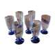 7 faceted champagne flutes – cobalt blue stem – 1970s