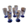7 faceted champagne flutes – cobalt blue stem – 1970s