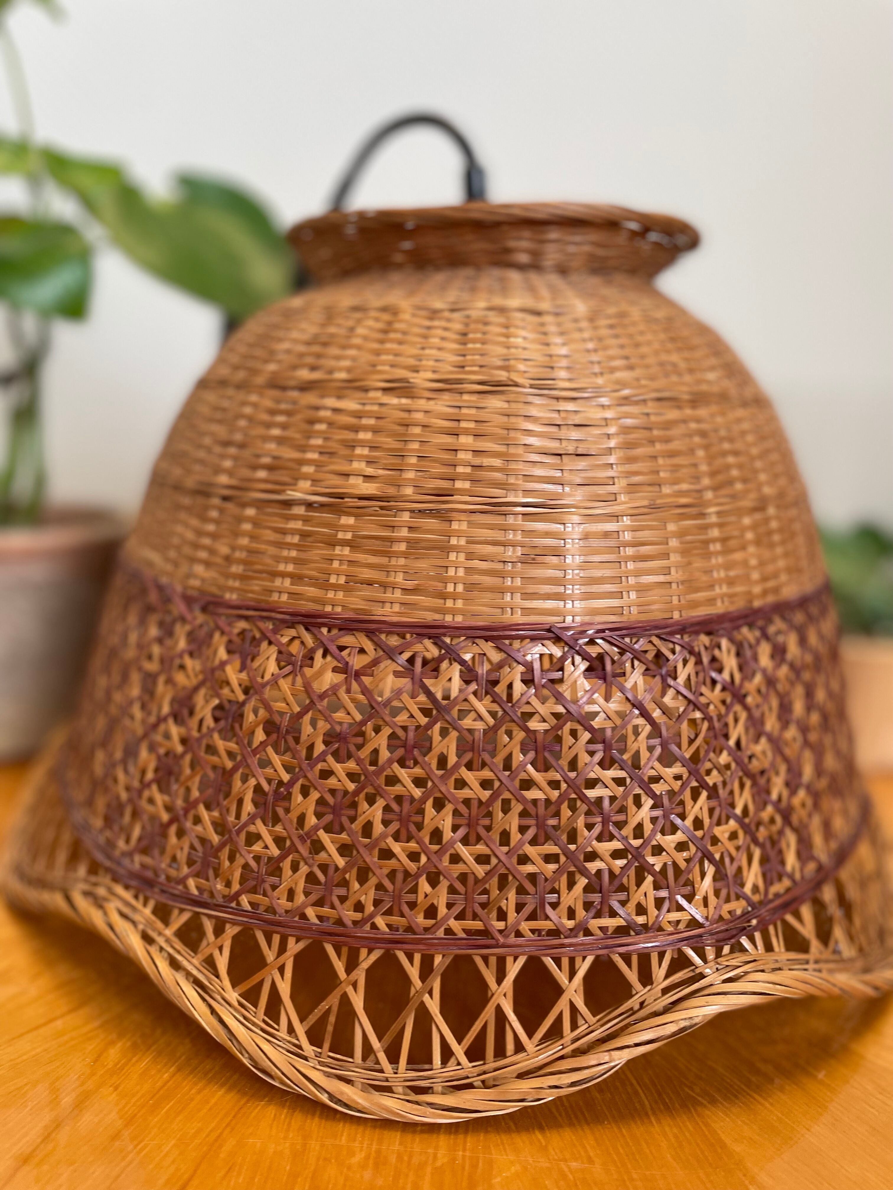 Vintage rattan wicker pendant lamp