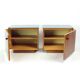Pair of Art Deco bedside tables in walnut and black glass, Czechoslovakia.