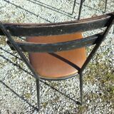 Pair of metal and imitation leather chairs 1950