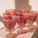 Frosted pink wine glasses hand-painted, set of 6