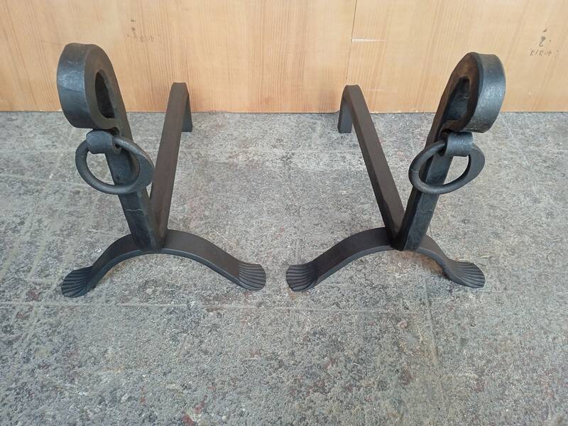 Pair of modernist andirons from the 1930s/40s