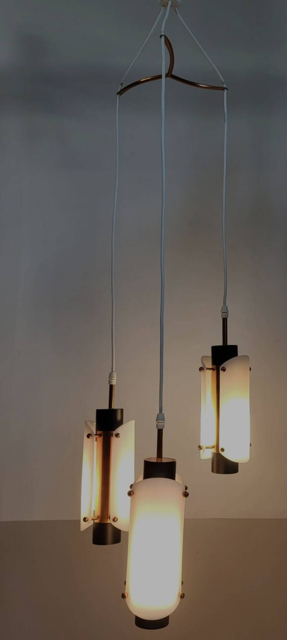 Vintage Scandinavian suspension in plexiglass and copper, probably Danish.