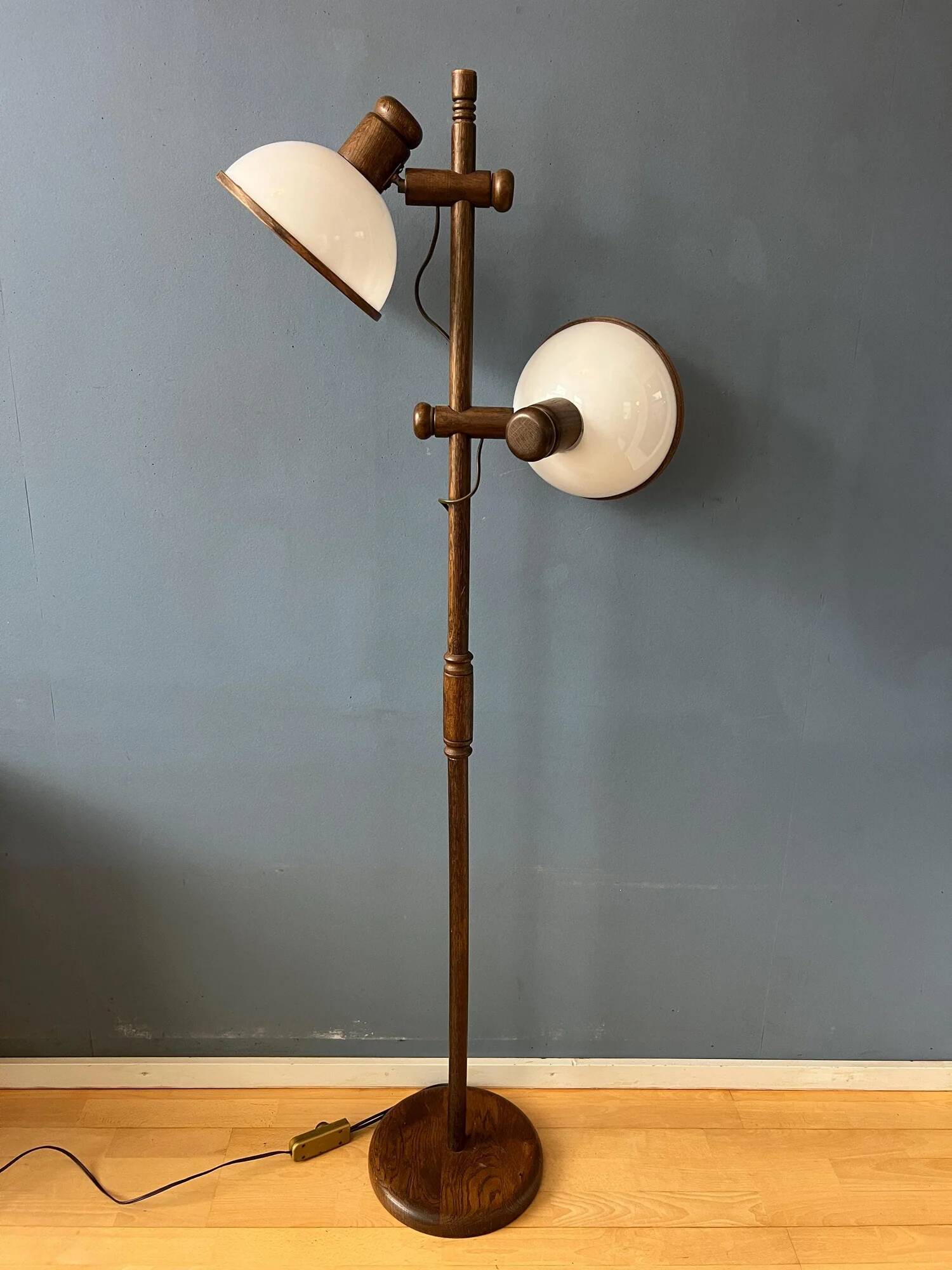 Vintage Steinhauer wooden mushroom floor lamp