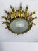 Spanish crown sunburst fixture in gilt metal and frosted glass, 1950s