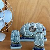 Vases-voiliers / ancien décor de cheminée