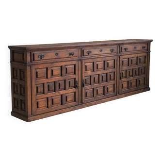 Spanish Brutalist Sideboard in carved solid wood