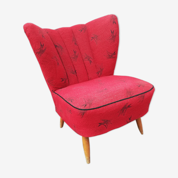 Red fabric cocktail chair
