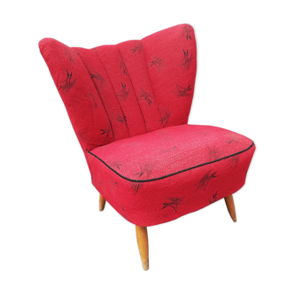 Red fabric cocktail chair