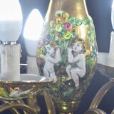 Manila, large size 12 light Italian vintage ceramic chandelier, 1960