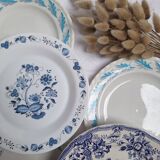 Assiettes plates bleu vintage