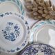 Assiettes plates bleu vintage