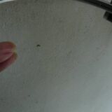 Plateau rond Art Déco, miroir et tour aluminium, 2 poignées bois