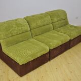 Green and brown corduroy modular sofa, 1970s.
