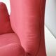 Wingback Red Cotton Armchair with Brass Feet, Italy