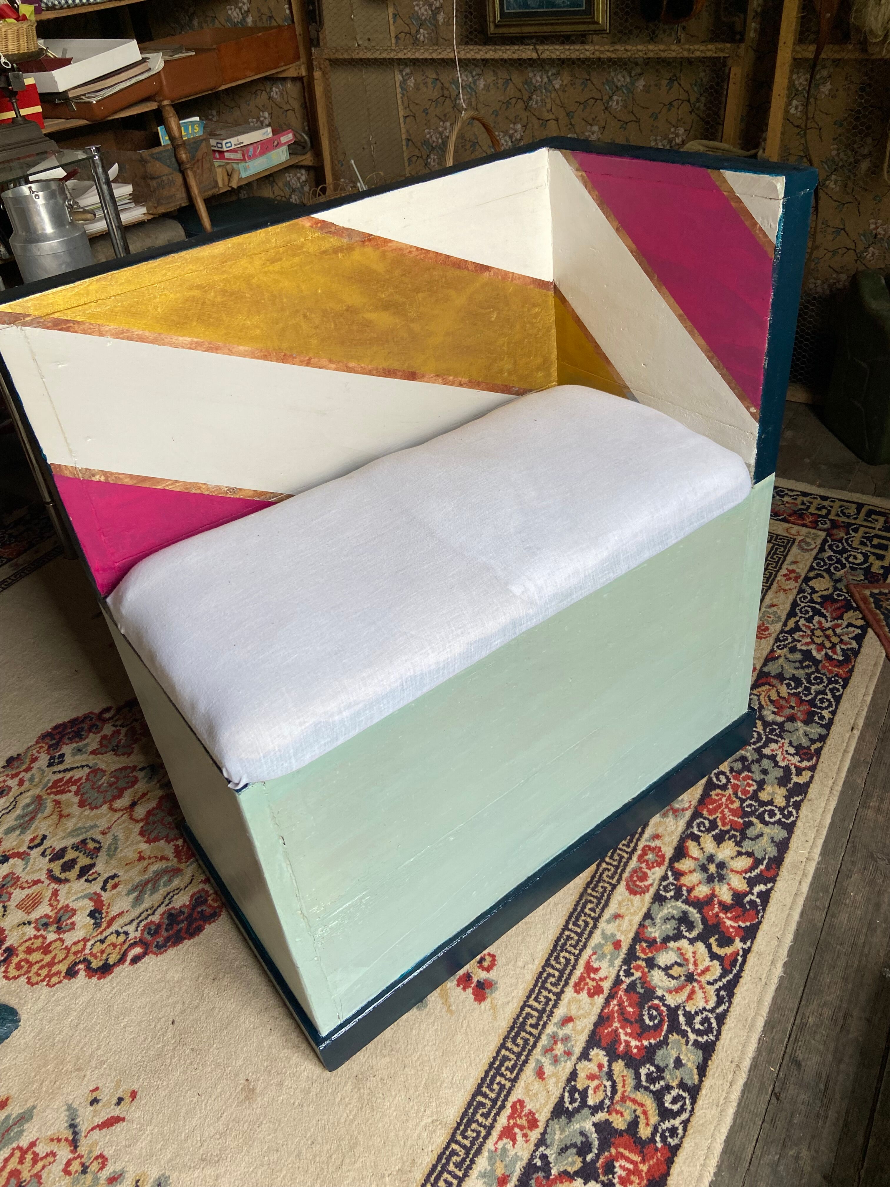 Corner bench rustic wooden chest