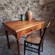 Antique oak writing table with drawer, French side table, console, solid oak desk, circa 1930–1950.