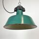 Industrial Green Enamel Factory Lamp with Cast Iron Top, 1960s