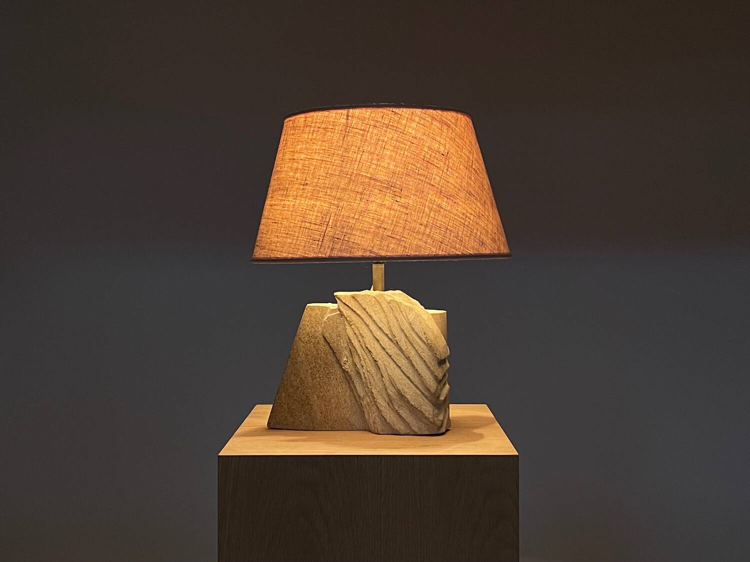 Sculpted stone lamp by Albert Tormos 1970