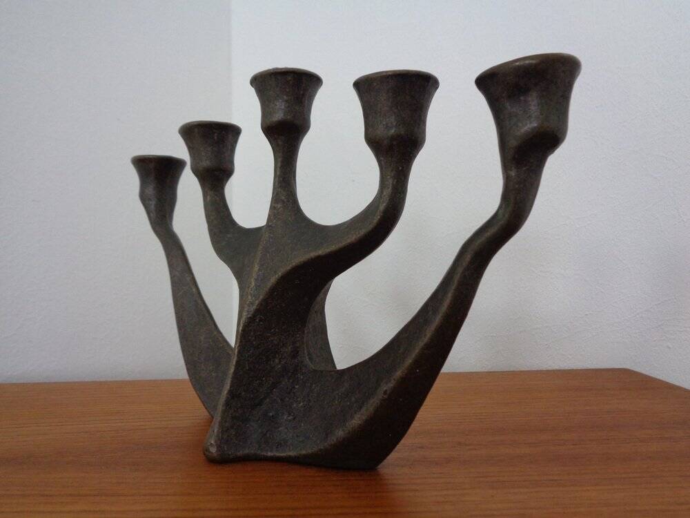 Brutalist Bronze Candleholder by Michael Harjes, 1960s