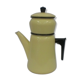 Aubecq yellow enamelled coffee maker, vintage