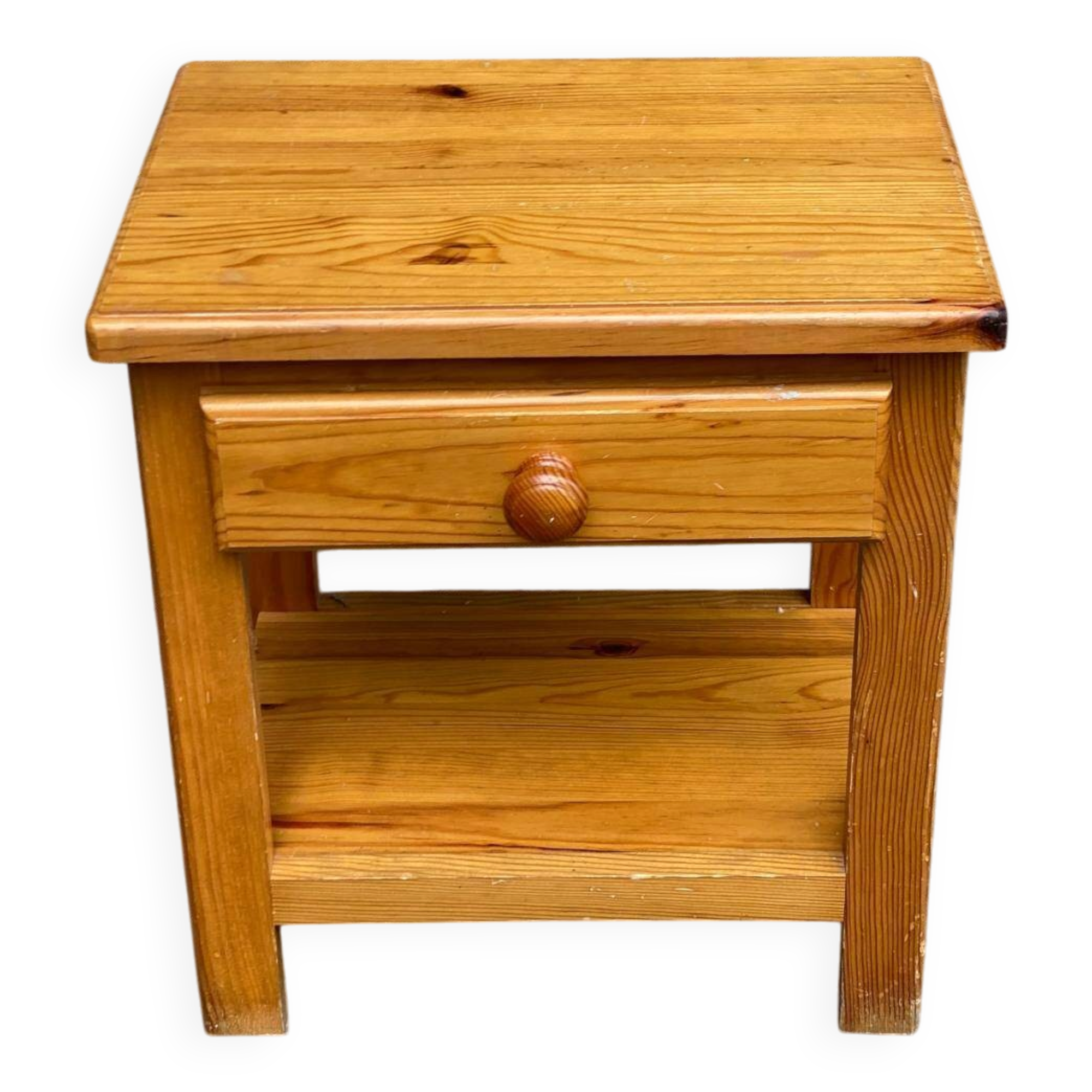 Solid pine bedside table with drawer 1990