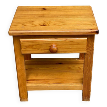 Table de chevet en pin massif avec tiroir 1990