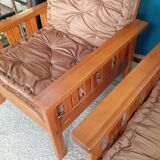 Pair of 70s pine armchairs