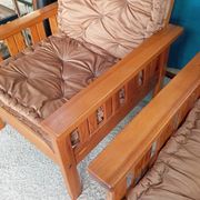 Pair of 70s pine armchairs