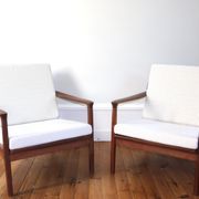 Pair of vintage Scandinavian teak armchairs from the 1960s.