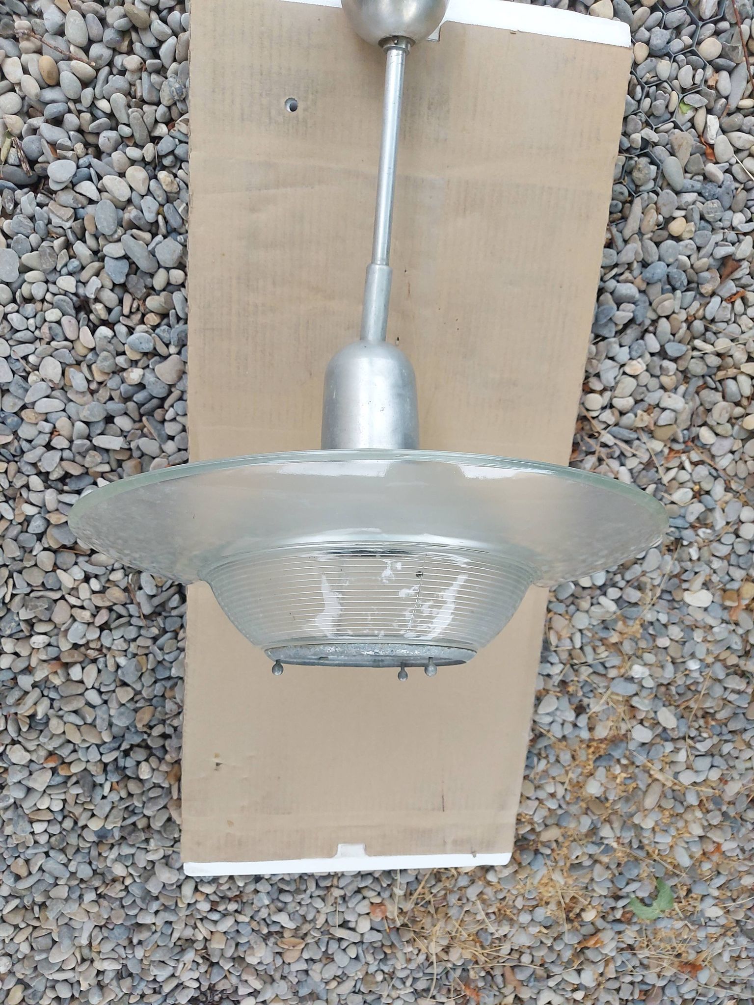 Holophane art deco glass pendant light