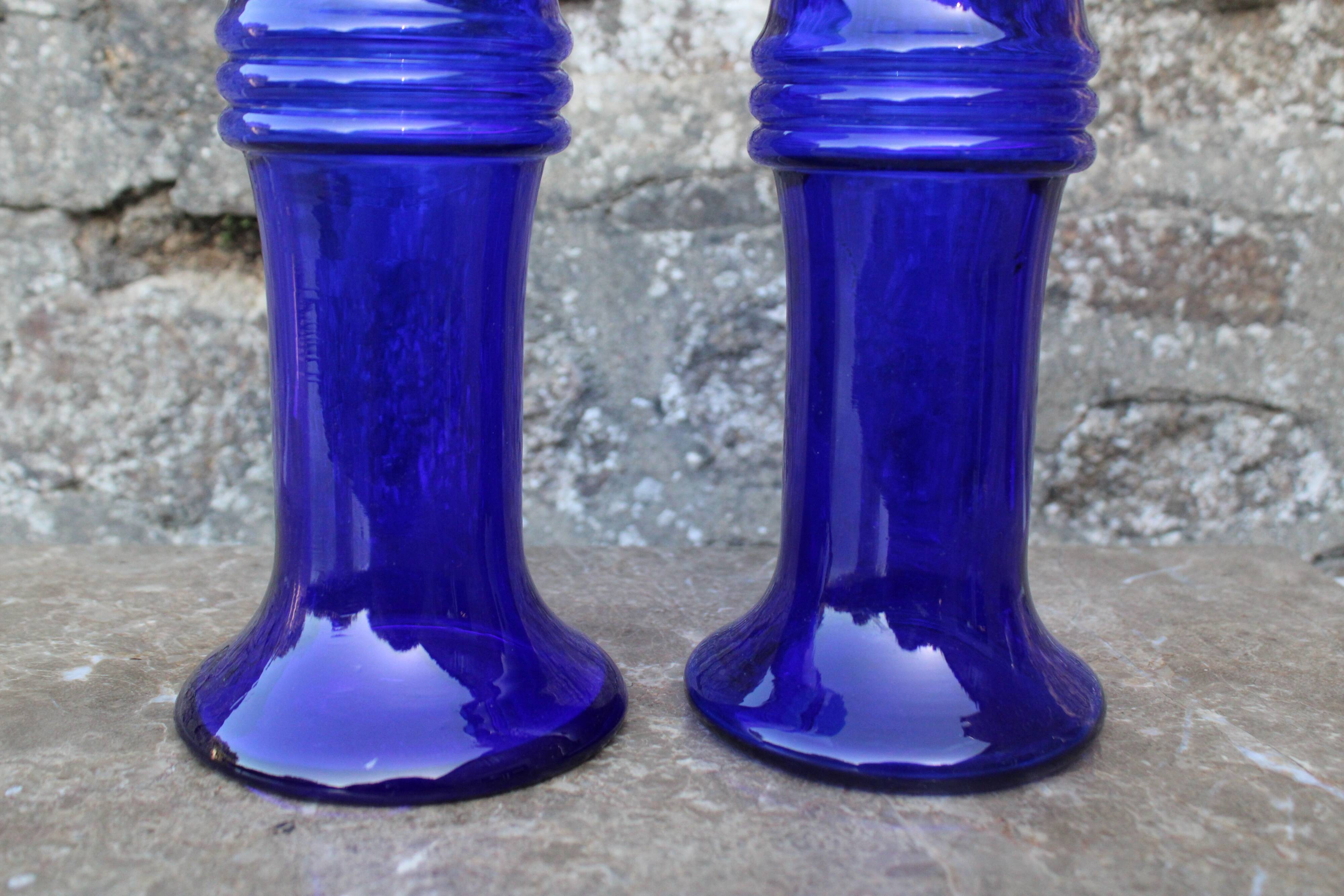 Pair of Holmegaard cobalt blue vases – Scandinavian design – Michael Bang