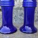 Paire de vases Holmegaard bleu cobalt – design scandinave – Michael Bang