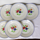 Set of 6 vintage Badonviller porcelain dessert plates