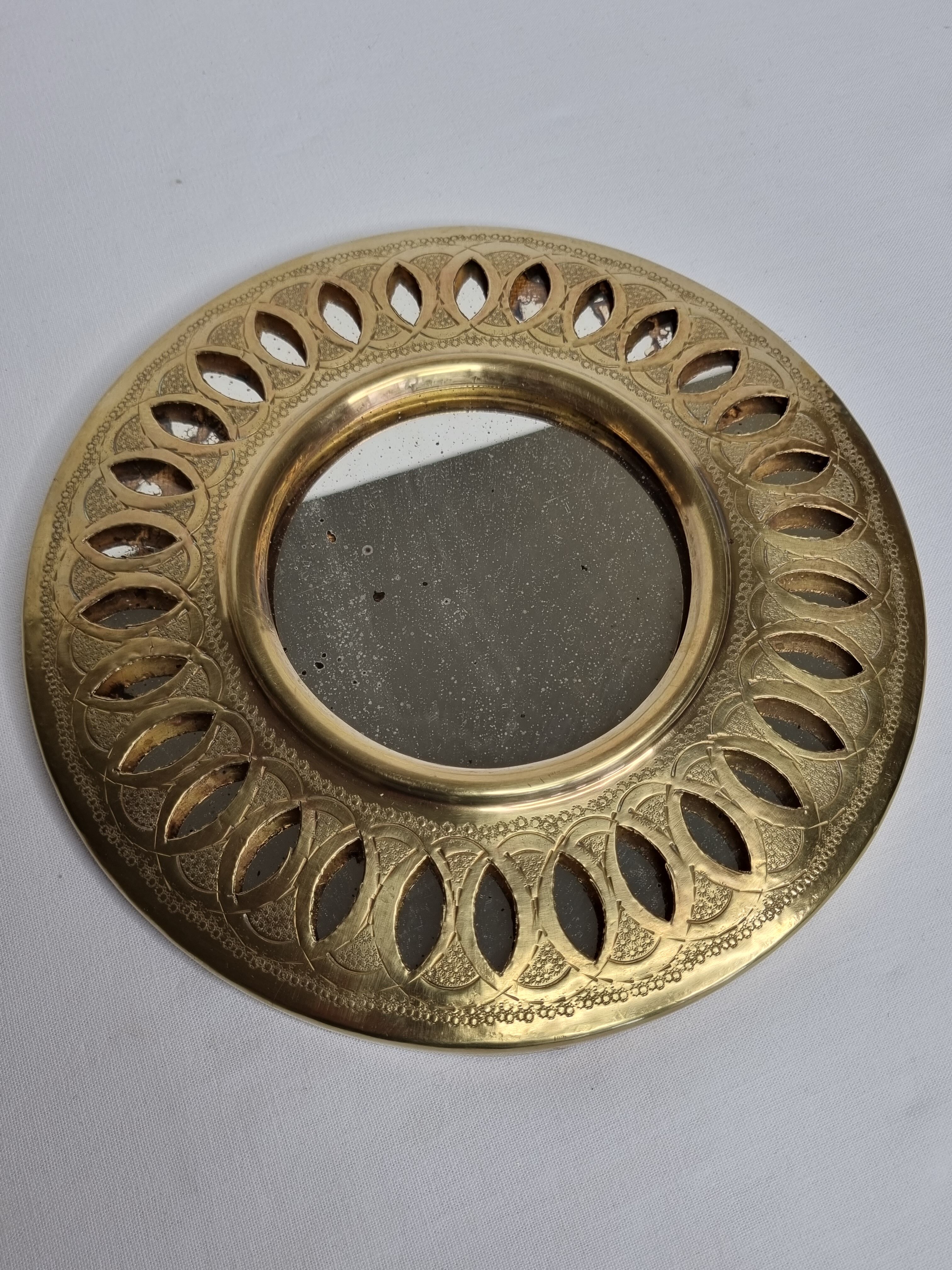 Vintage Moroccan mirror, openwork round, 23 cm