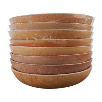 Assiettes creuses en grès x8