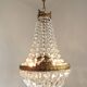 French Empire Style 3 Light Bronze Montgolfier Crystal Basket Chandelier